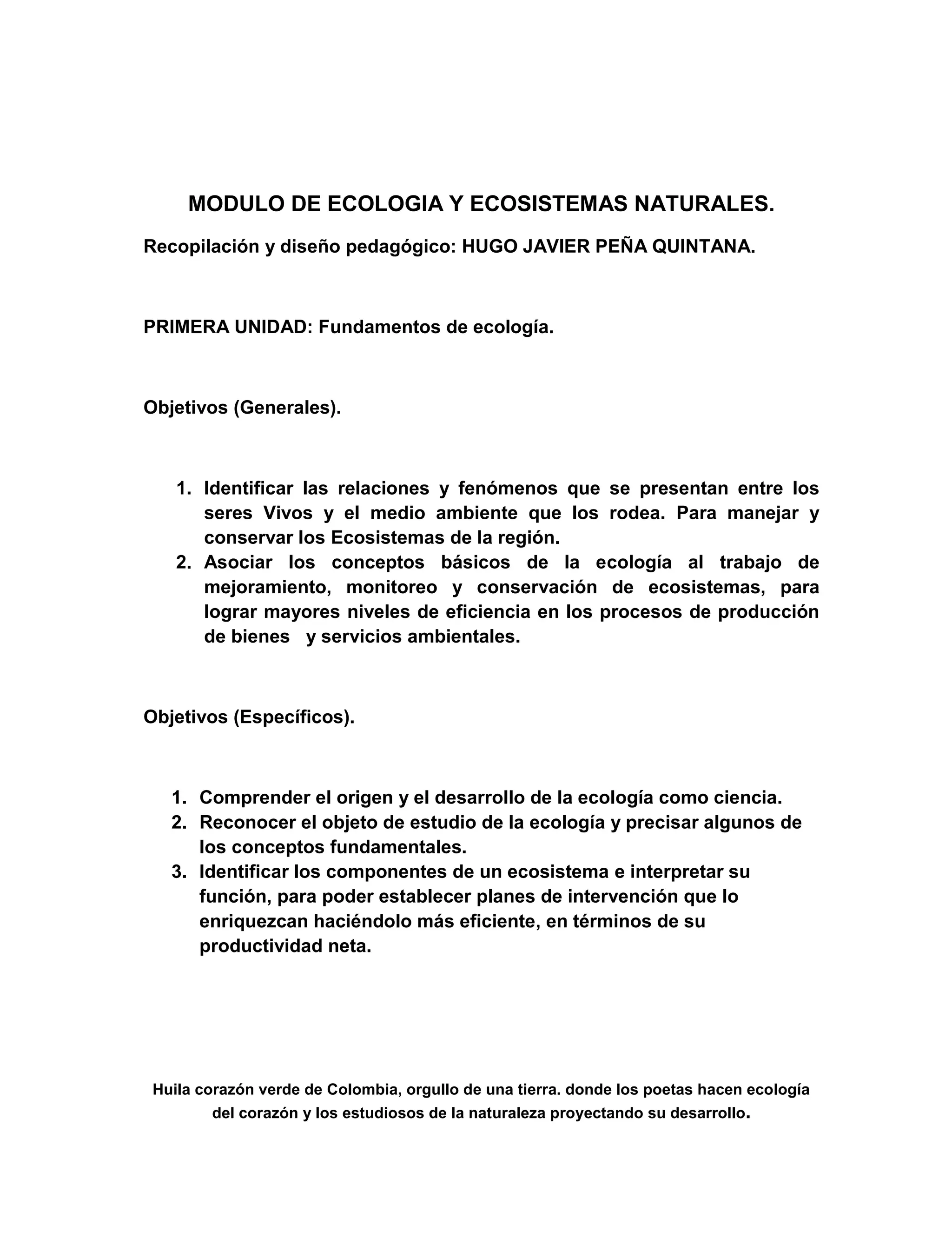 Apuntes de ecologia y ecosistemas naturales | PDF