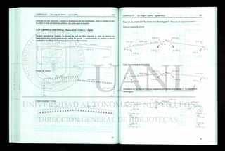 utilizado en este ejercicio, y puesto a disposición de los estudiantes, tiene la ventaja de que
su autor lo hace del dominio público, sin costo para el usuario.
4.3.3 EJEMPLO ADICIONAL: Marco De Un Claro y 2 Aguas
En este ejemplo se muestra la manera en que se debe manejar el caso de marcos no
ortogonales con cargas transversales sobre las barras. A continuación, se analiza el marco
mostrado y se dibuja el diagrama de momentos flexionantes.
Cargas de viento:
Cargas muertas + vivas:
barra 1
Fuerzas en estado # 1 "La Estructura Restringida": "Fuerzas de empotramiento".
Caso de cargas de viento
M I 5 kg-n. 46.465 kg/n.
9,415 kg-n. 9,415 kg-n.
A 350 kg.
350 K
Q
Caso de cargas gravitacionales
9,415 k g - n
^ J 350 kg
350 kg
9.415 kg-r-i.
3,750 kg.
9.4'.5
3,750 kg.
Resultante de las fuerzas ficticias (separadas por barras) en el estado 1 "La Estructura
Restringida "
6,661 k g - n
3'.Y
J k
,500 k g - n
2,500 kg
1,500 kg.
1.500 k c - n
6,661 k g - n
6,579 Kg-n
350 kg
1,200 kq
1,200 kg
 