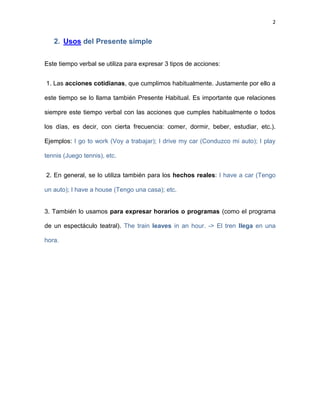 Apuntes del tiempo presente simple | PDF