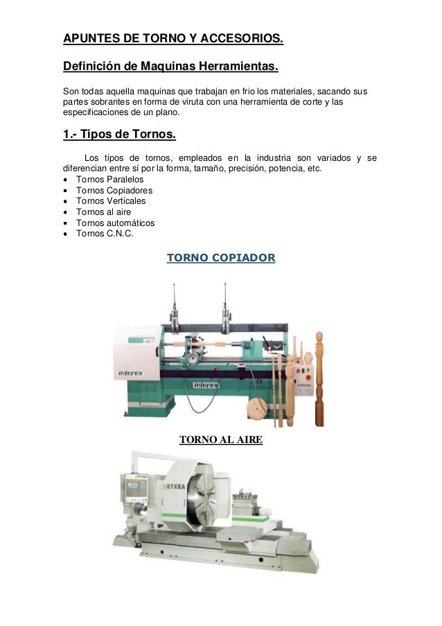 Apuntes de torno y accesorios
