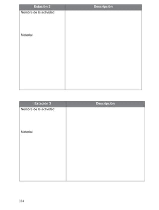 Estación 2 Descripción
Nombre de la actividad
Material
Estación 3 Descripción
Nombre de la actividad
Material
334
 