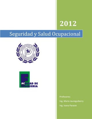 2012
Profesores:
Ing. Mario Jaureguiberry
Ing. Ivana Paravie
Seguridad y Salud Ocupacional
 
