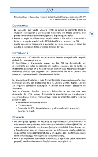 27
ITU
Actualización en el diagnóstico y manejo de la infección Urinaria en pediatría, SOCHIPE
2012. rev chil Pediatr 2012...