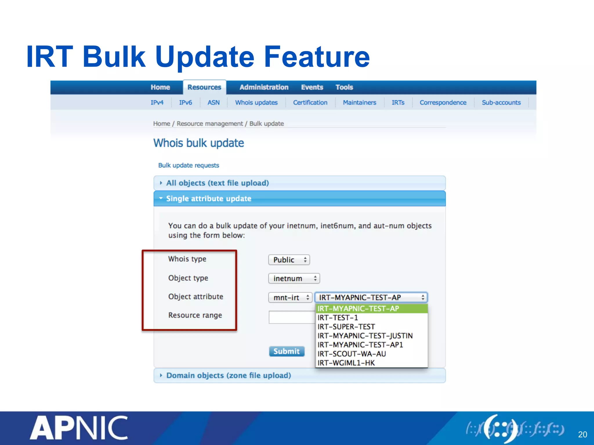 IRT Bulk Update Feature
20
 