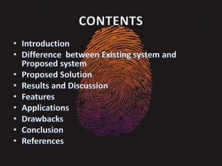 Securing Mobile Cloud Using Fingerprint Authentication | PPTX