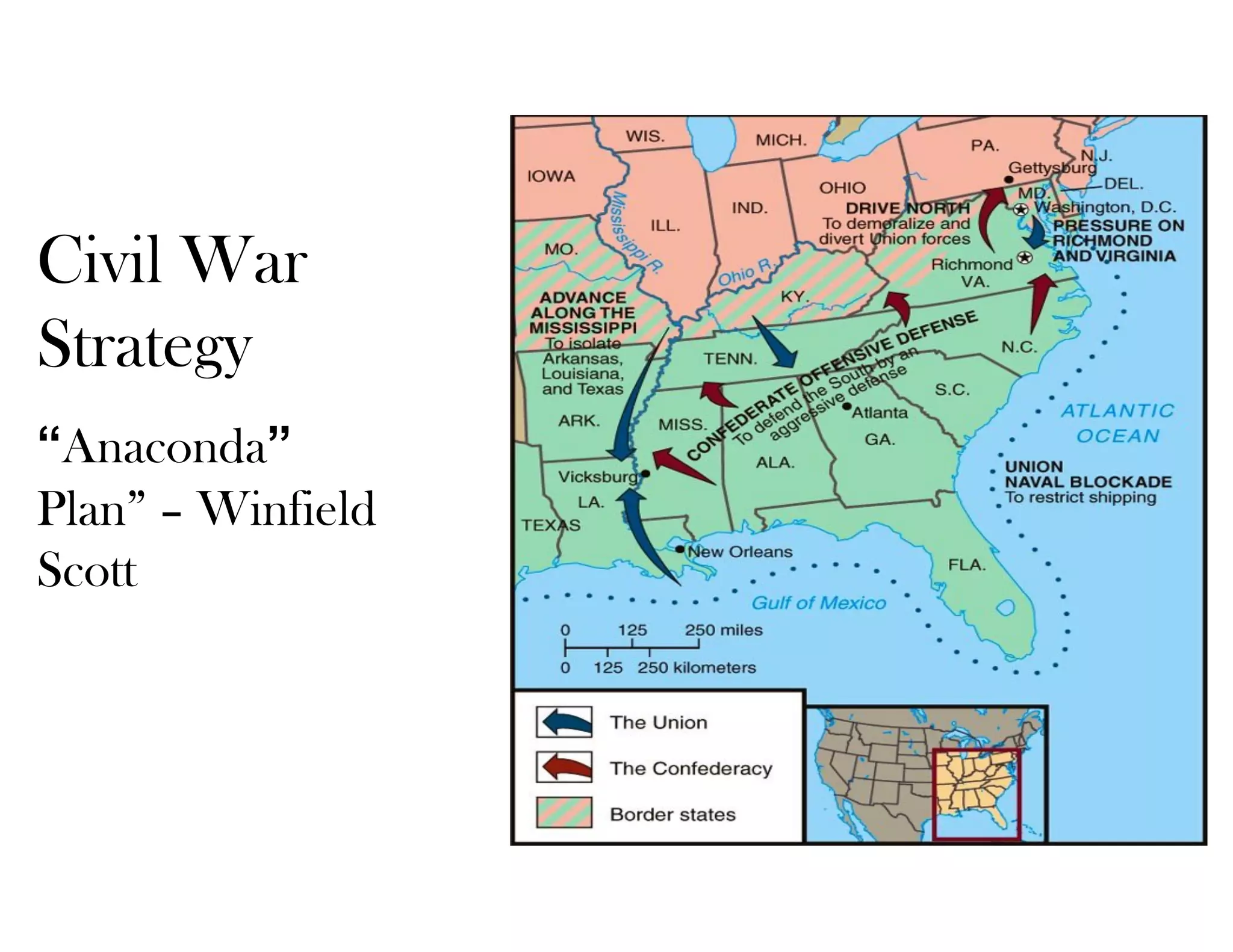 Civil War 
Strategy
“Anaconda” 
Plan” – Winfield
Scott
 