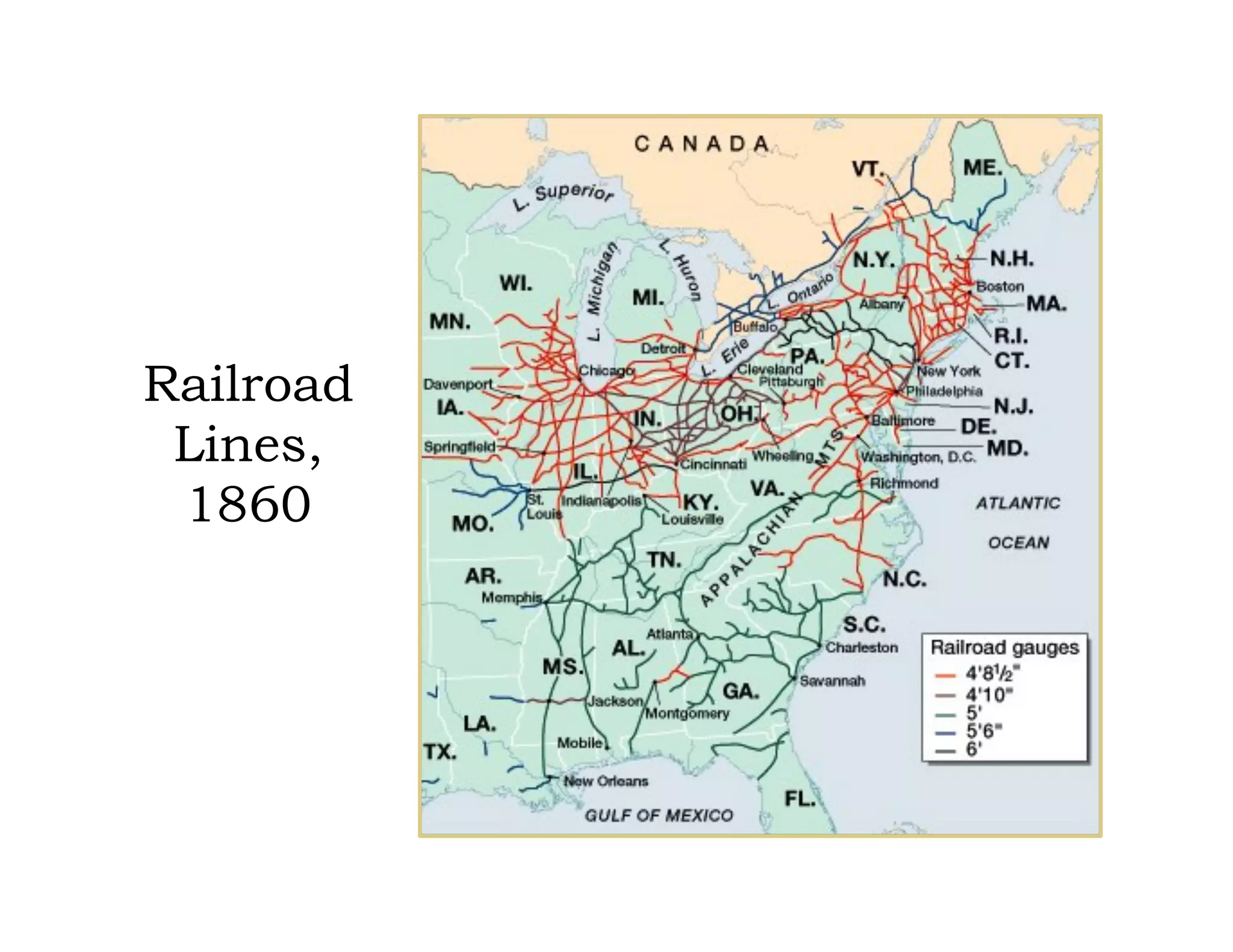 Railroad
Lines,
1860
 