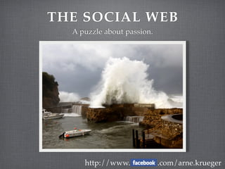 THE SOCIAL WEB
  A puzzle about passion.




     http://www.            .com/arne.krueger
 