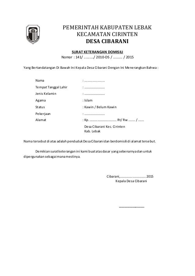 Surat Keterangan Domisili Penduduk