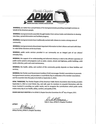 APWA FL Local Works Day Proclamation 2013