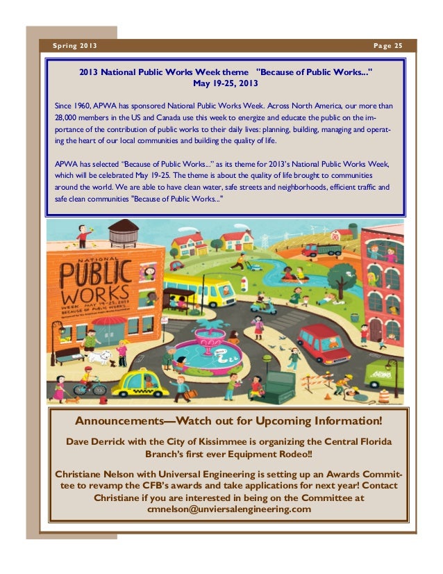 apwa central fl branch spring april 2013 newsletter apwa public works week