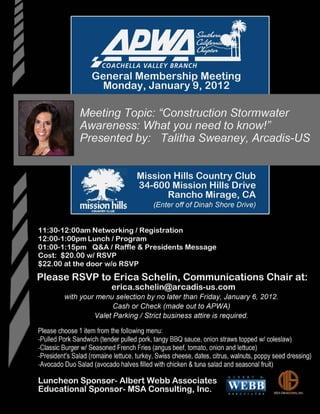 APWA Stormwater Luncheon_Jan 09, 2012