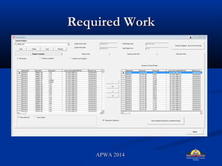 Required WorkRequired Work
APWA 2014APWA 2014
 