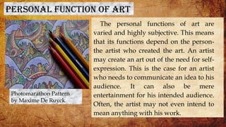 Art appreciation function and philosophical perspective on arts | PPTX