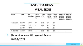 INVESTIGATIONS
NAME OR LOGO 73
SURGERY
VITAL SIGNS
1. Abdominopelvic Ultrasound Scan-
10/06/2021
 