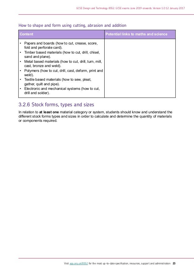 aqa specification form 8552