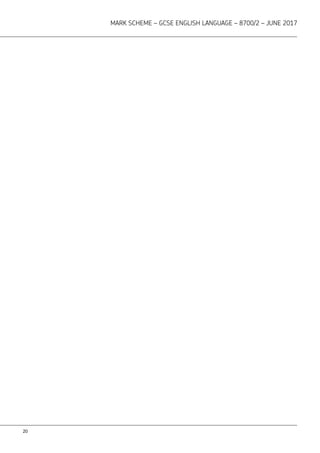 MARK SCHEME – GCSE ENGLISH LANGUAGE – 8700/2 – JUNE 2017
20
 