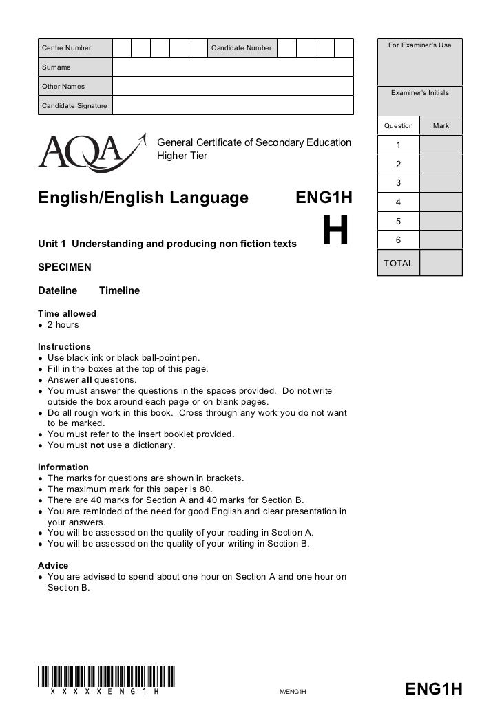 Aqa English Language Gcse Past Papers 8700 Liestorduc1997