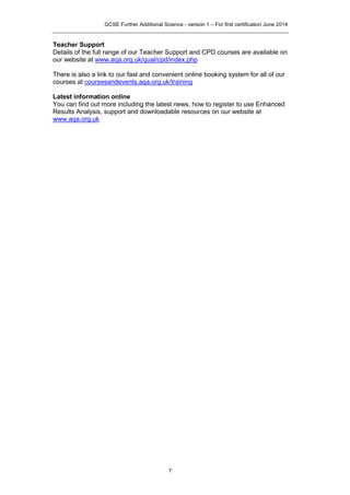 Aqa further additional science