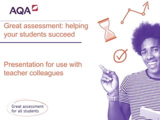 Great assessment: helping
your students succeed
Presentation for use with
teacher colleagues
 