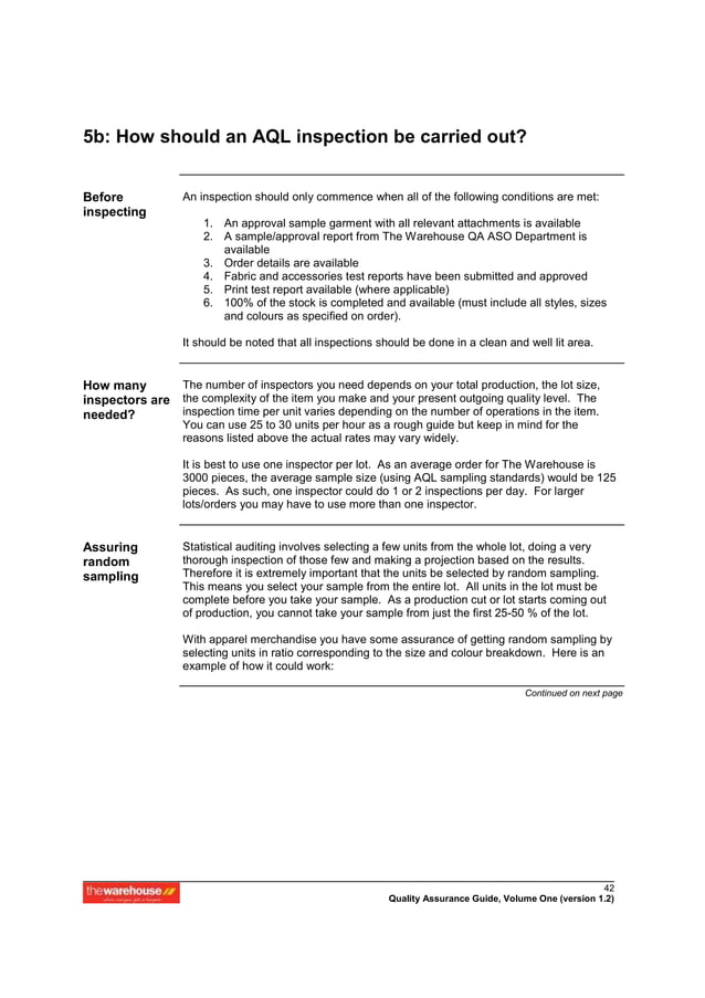 Apparel quality assurance manual
