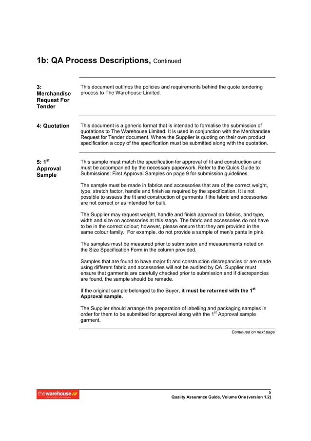 Apparel quality assurance manual