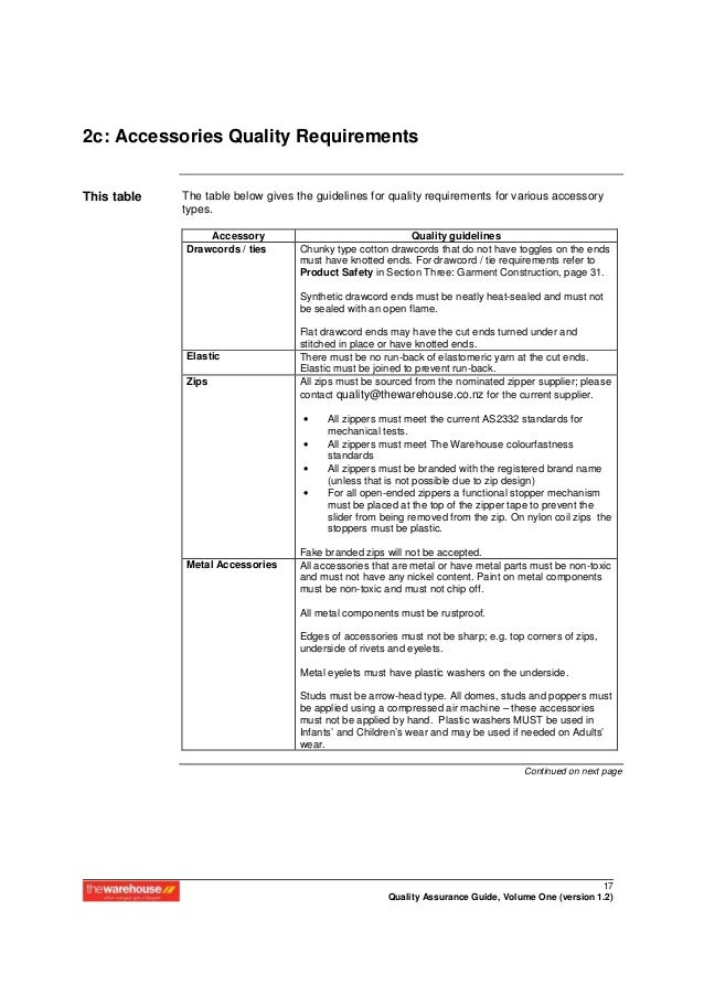 Apparel quality assurance manual