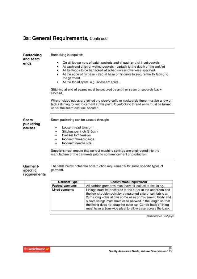 Apparel quality assurance manual