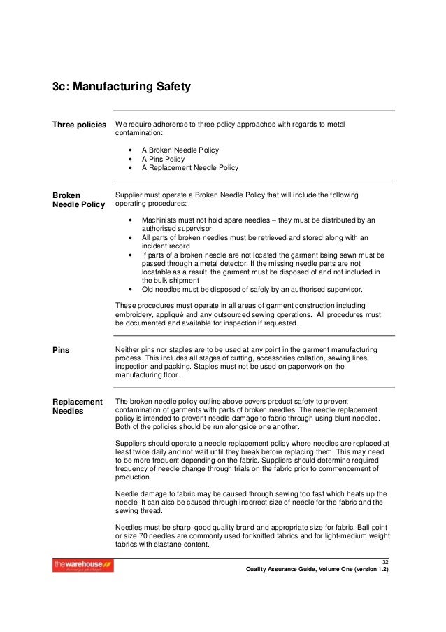 Apparel quality assurance manual