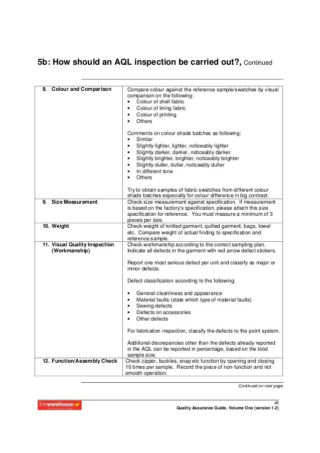 Apparel quality assurance manual