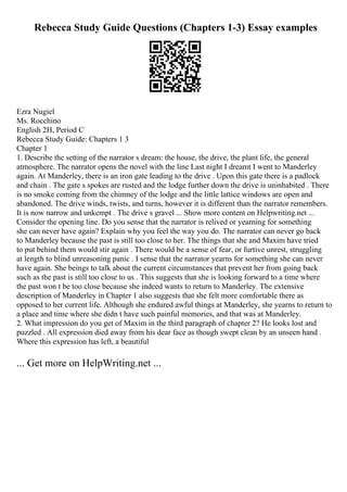 Manderley Chapter One Aqa As Level English Literature B Example Essays | PDF