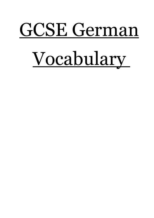 Aqa Gcse German Vocabulary Booklet Osa 2013