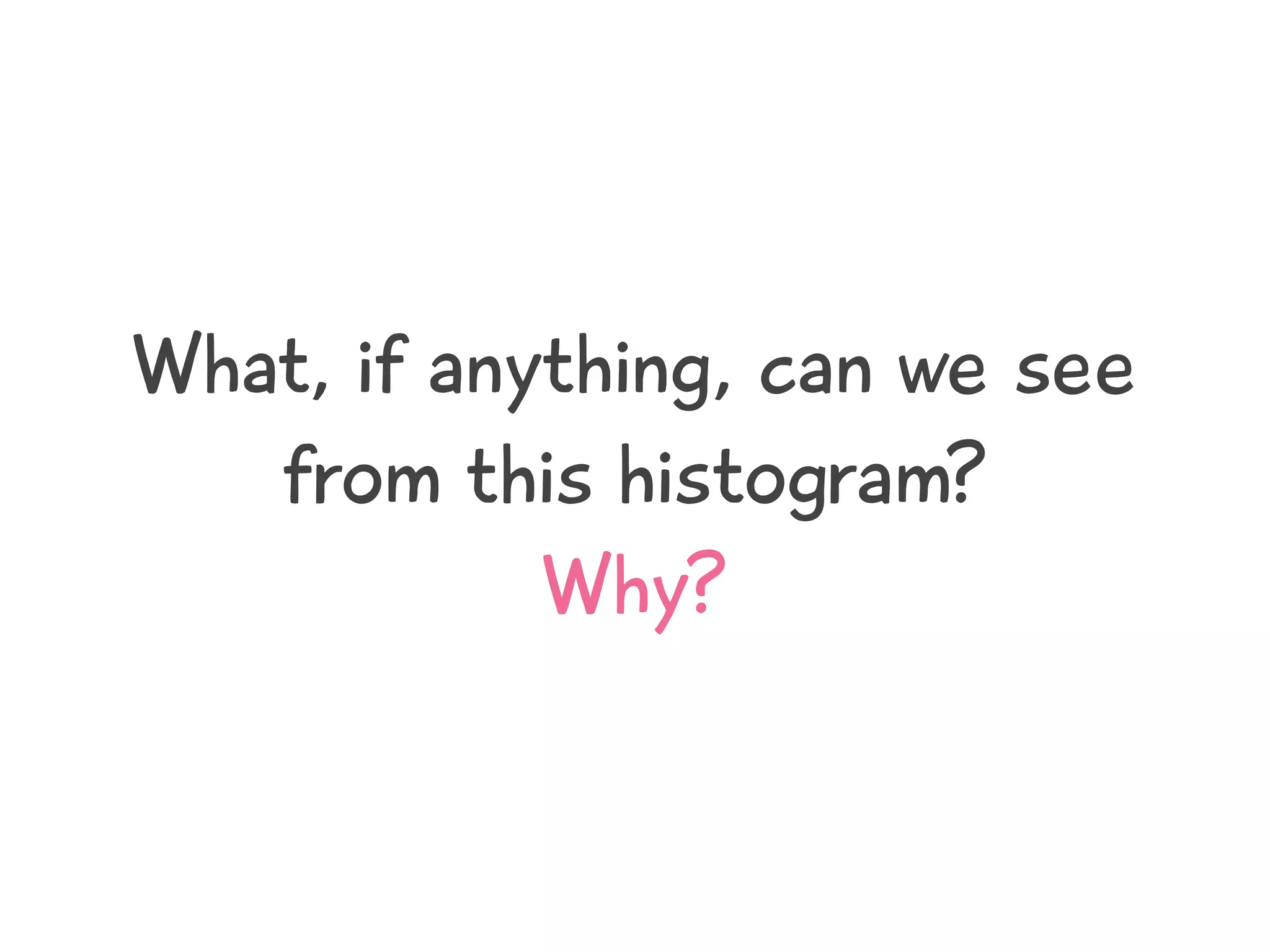 What, if anything, can we see
from this histogram?
Why?
 