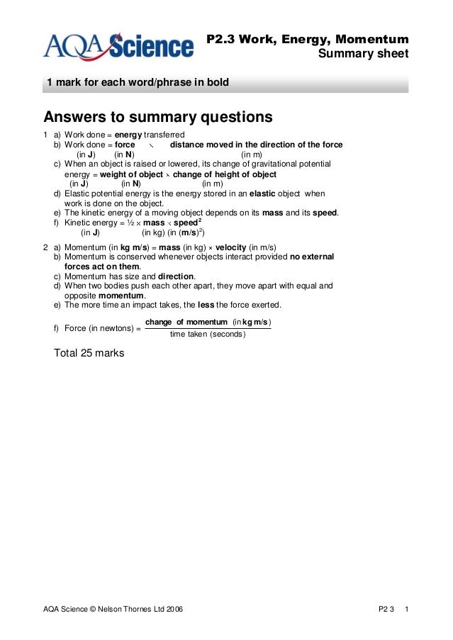 Aqa P2 Revision Booklet 1