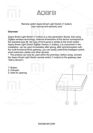Aqara Wireless Simple Wall Switch - Zigbee -Xiaomi | PDF