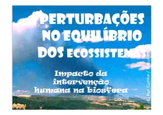 PERTURBAÇÕES
NO EQUILÍBRIO
DOS ECOSSISTEMAS
    Impacto da
   intervenção
humana na biosfera
 
