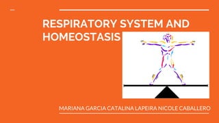 RESPIRATORY SYSTEM AND
HOMEOSTASIS
MARIANA GARCIA CATALINA LAPEIRA NICOLE CABALLERO
 
