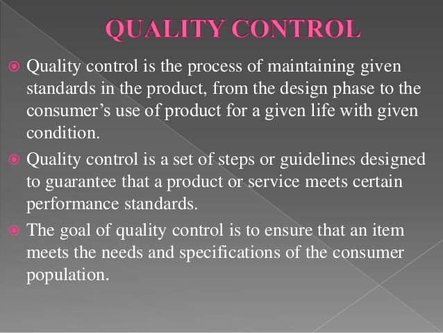 QUALITY CONTROL IN AN APPAREL INDUSTRY
