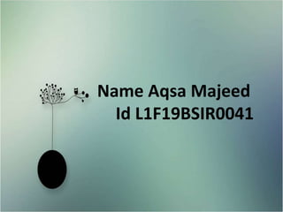 Name Aqsa Majeed
Id L1F19BSIR0041
 