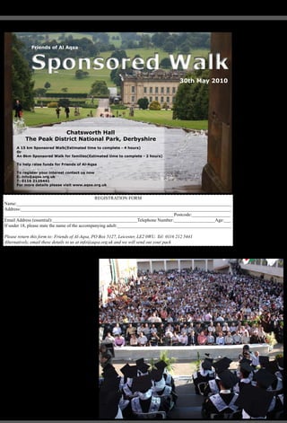 Academics Critical of Israel Face Witch-Hunt
Right-wing watchdog
groups have been accused
of creating a climate of fear
amongst scholars at Israeli
universities who criticize the
Israeli occupation or other
Israeli policies. Watchdog
groups such as IsraCam-
pus and the Israel Academia
Monitor have been inform-
ing the universities’ external
donors of what they describe
as “subversive” professors to
put pressure on them.
Emulating the US aca-
demic group Campus Watch,
the campaign has also been
likened to ‘McCarthyite’ tac-
tics in the United States. Is-
raCampus even placed a full-
page ad in the official diary
issued to students in Haifa.
It read: “Warning! Academic
Fifth Column!”
Studentswerealsowarned
of the allegedly subversive
activities of professors and
lecturers in Israeli universi-
ties and colleges who, the ad
alleges, “openly support ter-
rorist attacks against Jews,
initiate an international boy-
cott of Israel, make use of
their status in the classroom
for anti-Israeli incitement and
anti-Zionist brainwashing...”
The open witch-hunt
against any academic critical
of Israeli policies was stepped
up after Neve Gordon, at
Ben-Gurion University in
Beersheba wrote an article in
the Los Angeles Times call-
ing for a boycott of Israel. In
it he wrote, “I am convinced
that outside pressure is the
only answer...I consequently
have decided to support the
Boycott, Divestment and
Sanctions movement that
was launched by Palestinian
activists in July 2005 and has
since garnered widespread
support around the globe...”
The support of this Israeli
academic, as well as the back-
lash he faced, illustrates the
real power and importance
of the boycott movement.
Friends of Al Aqsa have long
supportedtheBDSmovement
as well as the academic boy-
cott of Israeli universities as a
means to highlight the denial
of Palestinian academic free-
dom and to support Palestin-
ian educational rights. The
need to boycott Israel is real
and pressing and anyone who
fails to do so is essentially
supporting the state of Israel
and its oppression of the Pal-
estinians.
Sponsored WalkSponsored Walk
30th May 2010
Friends of Al Aqsa
Chatsworth Hall
The Peak District National Park, Derbyshire
A 15 km Sponsored Walk(Estimated time to complete - 4 hours)
Or
An 8km Sponsored Walk for families(Estimated time to complete - 2 hours)
To help raise funds for Friends of Al-Aqsa
To register your interest contact us now
E: info@aqsa.org.uk
T: 0116 2125441
For more details please visit www.aqsa.org.uk
REGISTRATION FORM
Name:______________________________________________________________________________________________
Address:____________________________________________________________________________________________
__________________________________________________________________________Postcode:_________________
Email Address (essential):_____________________________________Telephone Number:__________________Age:___
If under 18, please state the name of the accompanying adult:__________________________________________________
Please return this form to: Friends of Al-Aqsa, PO Box 5127, Leicester, LE2 0WU. Tel: 0116 212 5441
Alternatively, email these details to us at info@aqsa.org.uk and we will send out your pack
Sponsored Walk
Rules and Instructions:
1. Only registered participants
can take part in the Fundraiser.
2. Please register as early as pos-
sible. All participants must regis-
ter by 1st May 2010.
3.All registered participants must
raise a minimum of £100 in spon-
sorship.
4. Sponsorship forms are avail-
able from Friends of Al-Aqsa and
will be sent out to all participants
upon registration.
5. All sponsorship money must
be sent to FoA no later than Fri-
day 21 May 2010. We suggest
that sponsorship money is
collected at the time of pledge.
6. The walk will take an estimat-
ed 4 hours to complete. Please
ensure that you train adequately
for this. (See guidelines on our
web-site). A Shorter walk of 8km
will also be available, taking an
estimated 2 hours to complete.
7. For a list of suggested equip-
ment/supplies, see the guidelines
on our web-site.
8. Transporation may be provided
from London, Bradford, Preston
and Walsall for participants in the
surrounding areas. A fee may be
payable for the transport.
9. Participants under the age to
18 must be accompanied by an
adult. Under 8’s are not eligible
to participate.
10. All money raised will go to
Friends of Al-Aqsa, in order to
help us continue with our cam-
paigns.
Full instructions, rules and condi-
tions can be found on our website
www.aqsa.org.uk. Please refer
to this before registering for the
event.
AQSA NEWS
15
 