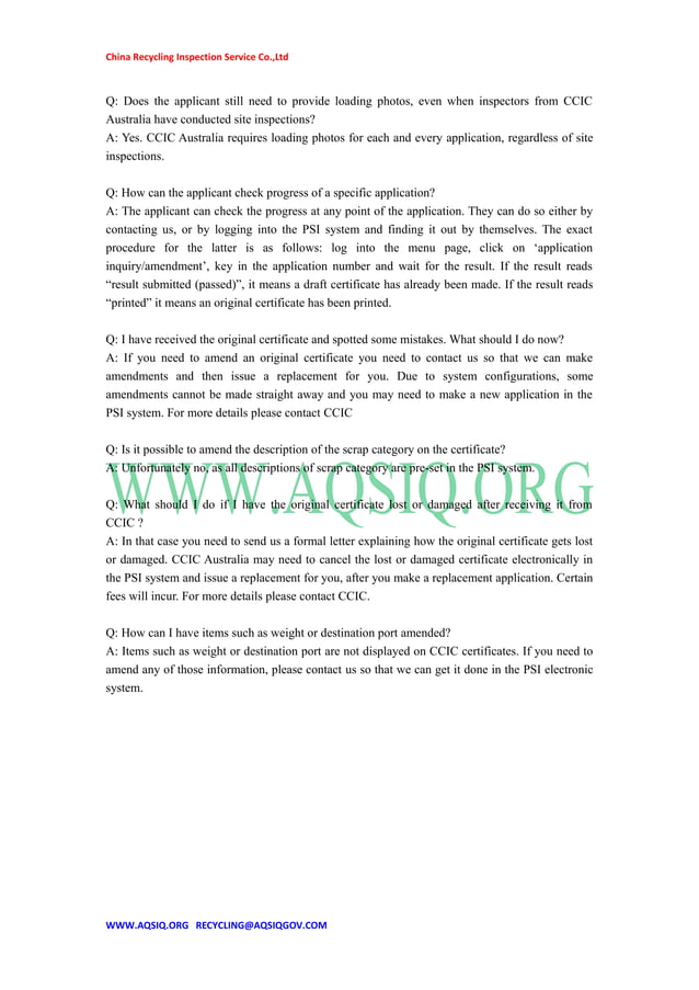 Aqsiq license_CCIC Certificate | PDF