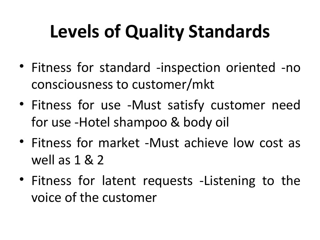 APPAREL QUALITY STANDARD AND IMPLEMENTATION