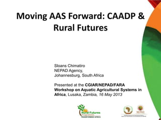 Moving AAS Forward: CAADP &
Rural Futures
Sloans Chimatiro
NEPAD Agency,
Johannesburg, South Africa
Presented at the CGIAR/NEPAD/FARA
Workshop on Aquatic Agricultural Systems in
Africa, Lusaka, Zambia, 16 May 2013
 