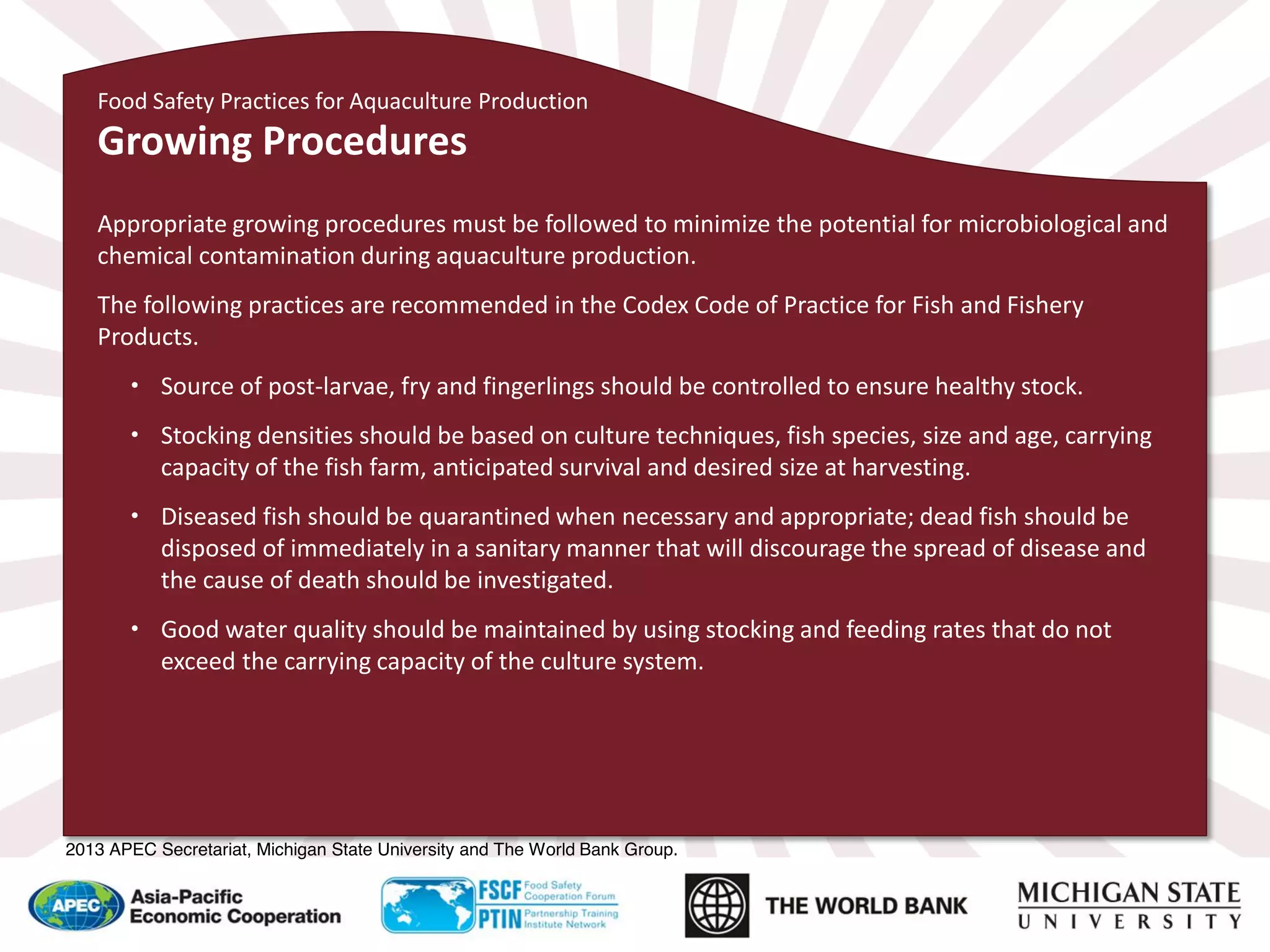 Aquaculture 3 - Food Safety Practices for Aquaculture Production 2013 | PDF