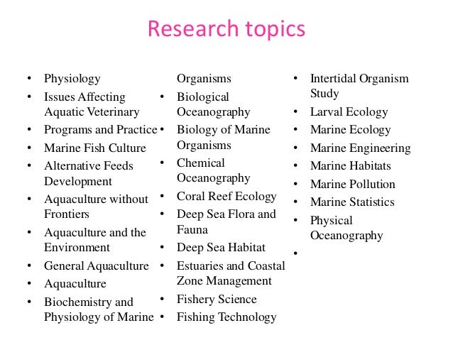 research topics in marine biology