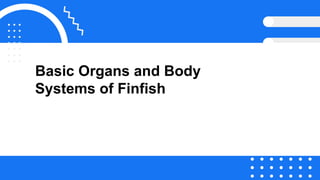 Basic Organs and Body
Systems of Finfish
 
