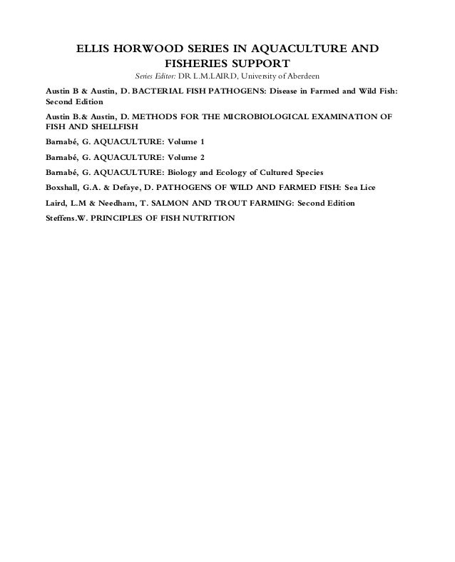 Aquaculture Biology And Ecology Of Cultured Species