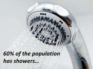 60% of the population
has showers…
 