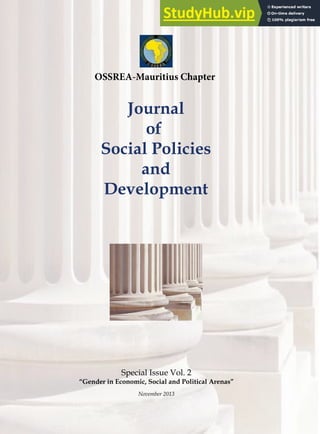 OSSREA-Mauritius Chapter
Journal
of
Social Policies
and
Development
Special Issue Vol. 2
“Gender in Economic, Social and Political Arenas”
November 2013
 