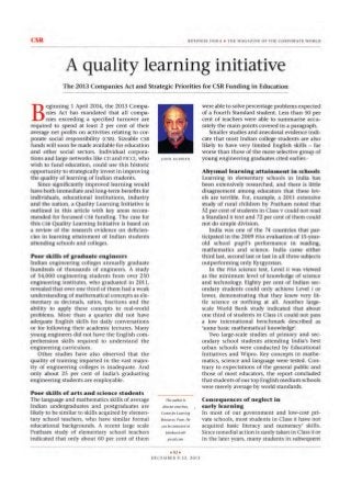 A Quality Learning Initiative Article from Extentia Friend and Eminent Professor Dr. John Kurrien